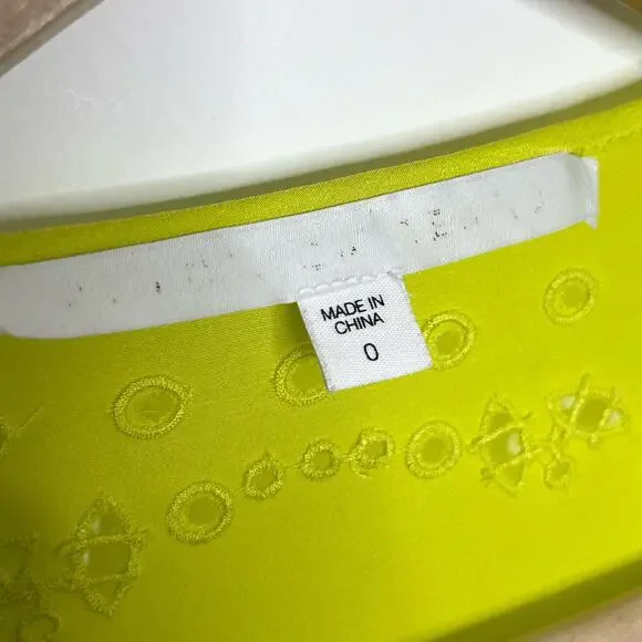 Veronica Beard Womens Long Sleeve Silk Blouse 0 Green Floral Embroidered V Neck - Picture 6 of 16